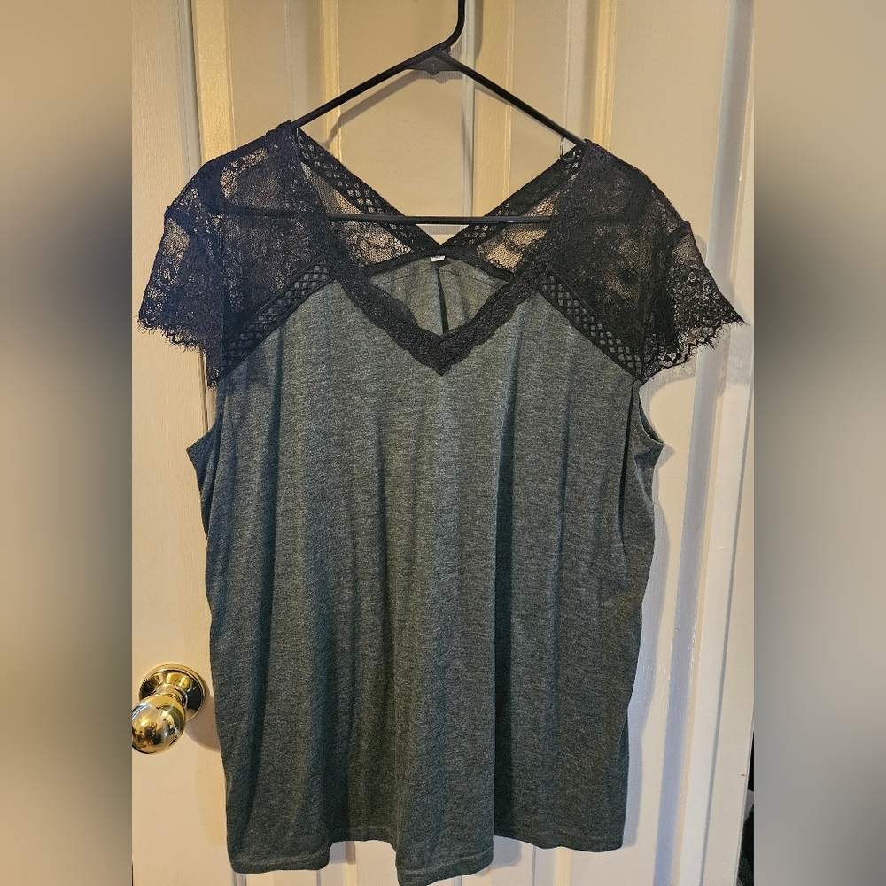 Lace shoulder top